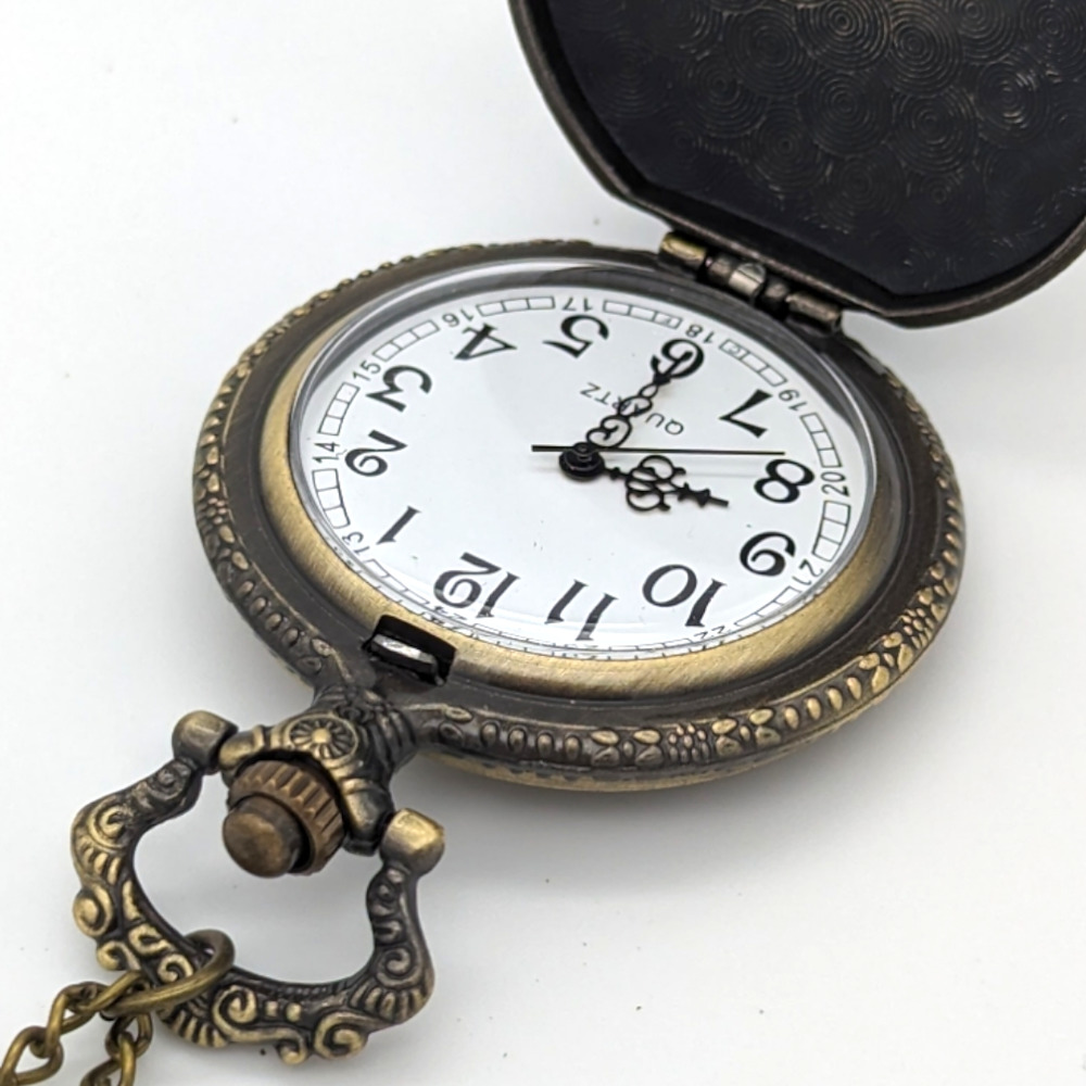 Egyptian Pharaoh Pocket Watch NEW Necklace Bronze Chain Retro Pendant Egypt Gift - Picture 6 of 7